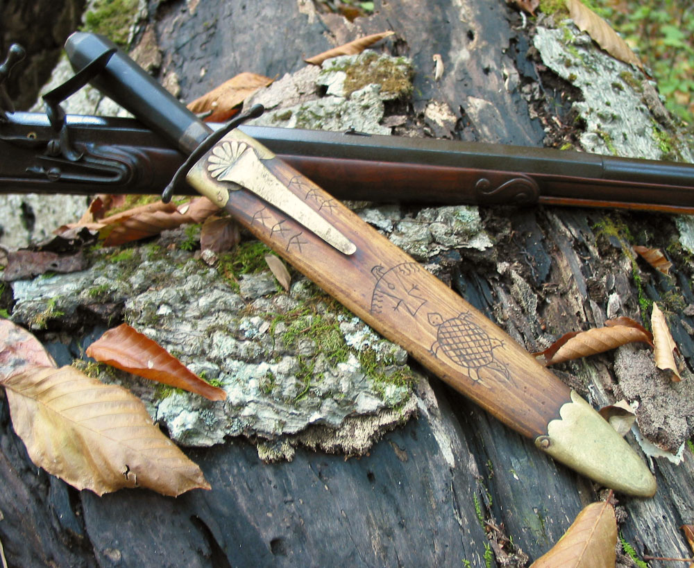 Octagonal Wood Handled Dagger Wooden Sheath 1