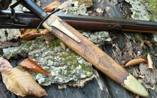 Octagonal Wood Handled Dagger Knife and Sheath
